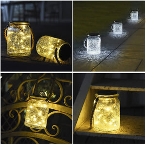4 White Solar Lids Lights and 2 Warm White Solar String Lights (NO Jars)