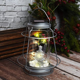 Greenidea Hanging Solar Lanterns Vintage Solar Lights with Handle,Christmas Tree Outdoor-Silver Solar Garden Lights Decor for Yard Tree Fence Patio-Silver