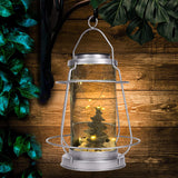 Greenidea Hanging Solar Lanterns Vintage Solar Lights with Handle,Christmas Tree Outdoor-Silver Solar Garden Lights Decor for Yard Tree Fence Patio-Silver