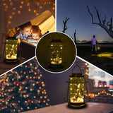 Greenidea Hanging Solar Lanterns Vintage Solar Lights with Handle,Christmas Tree Outdoor-Silver Solar Garden Lights Decor for Yard Tree Fence Patio-Silver