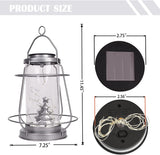 Greenidea Hanging Solar Lanterns Vintage Solar Lights with Handle,Christmas Tree Outdoor-Silver Solar Garden Lights Decor for Yard Tree Fence Patio-Silver