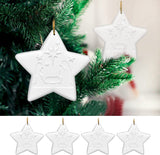 Greenidea 4 PC Christmas Ornaments Hanging Decoration Gift Product Personalized Family Polyresin Dog, Cat, Star Pendant,Star White