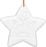 Greenidea 4 PC Christmas Ornaments Hanging Decoration Gift Product Personalized Family Polyresin Dog, Cat, Star Pendant,Star White