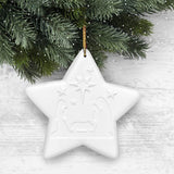 Greenidea 4 PC Christmas Ornaments Hanging Decoration Gift Product Personalized Family Polyresin Dog, Cat, Star Pendant,Star White