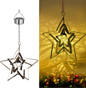 Greenidea Hanging Solar Lights Outdoor Decorative Garden Lights,Farmhouse Metal Chandelier, Retro Pendant Light,Adjustable Star Decor Light for Porch Patio Yard Pathway Tree