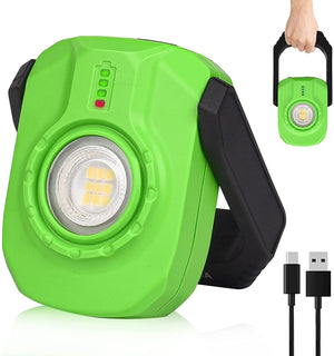 Roll over image to zoom in        Greenidea LED Work Light,Rechargeable COB Floodlight 360°Magnetic Handle 2 Lighting Modes Bright Small Job Light with Combination Clip Hanging Hook, Portable Lights for Working Emergency