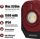 Greenidea LED Work Light, Rechargeable COB Floodlight 360°Magnetic Handle 2 Lighting Modes Bright Small Job Light with Combination Clip Hanging Hook, Portable Lights for Working Emergency